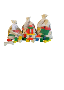 Holzbausteine, bunt im Baubeutel 50 Stück für Kinder ab 1 Jahr