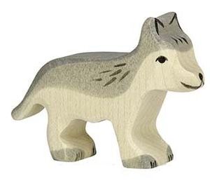 Holz Wolf, klein für Kinder ab 3 Jahre